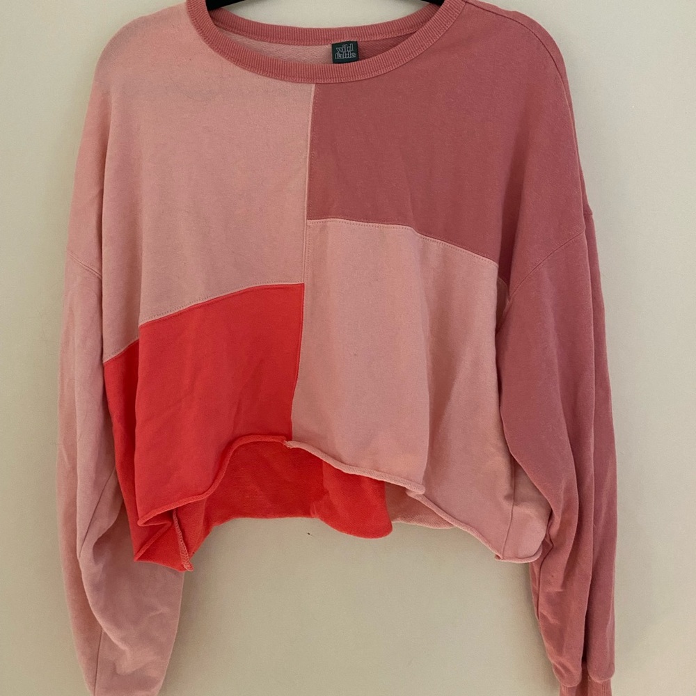 Patchwork cropped sweatshirt